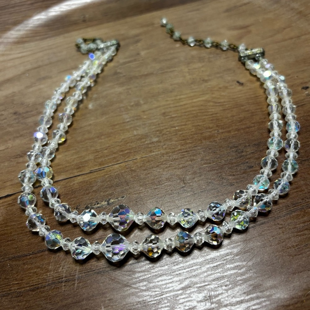 Dazzling Vintage Aurora Borealis Clear Crystal Necklace